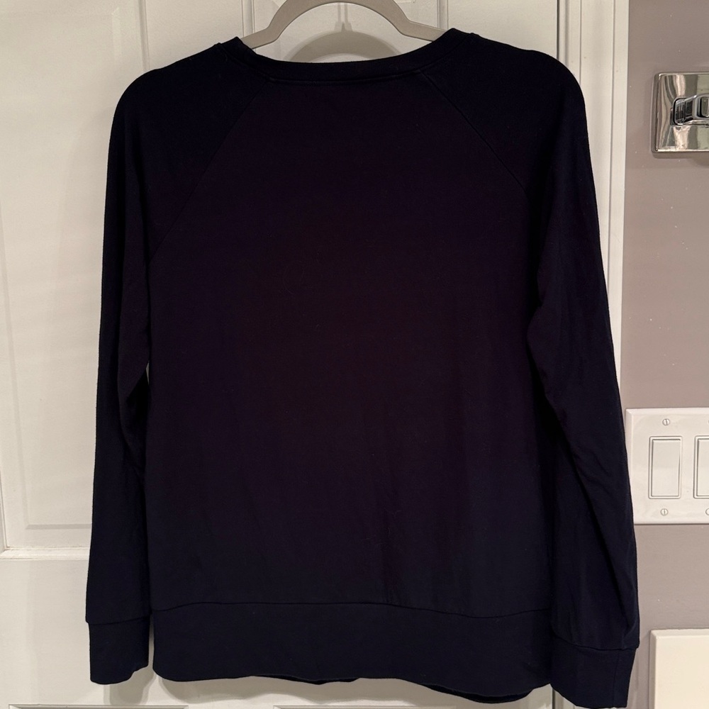 Cozy Earth Bamboo Pullover Crew Navy Long Sleeve Relaxed Top - Picture 5 of 6